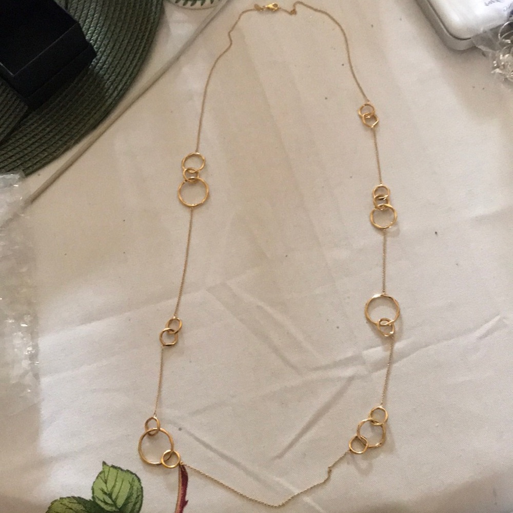 Long gold necklace